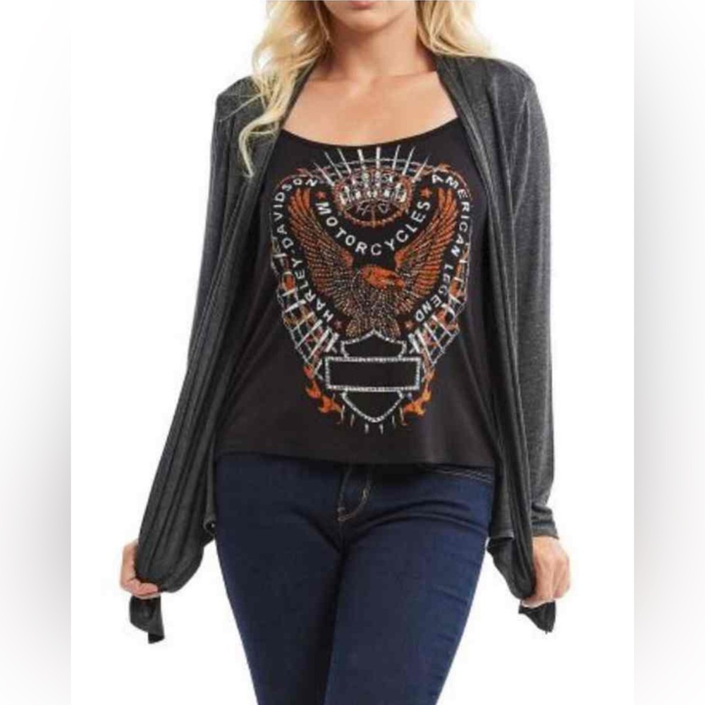 Harley-Davidson 2-IN-1 Shirt & Cardigan, Charcoal